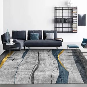 Homary Modern Abstract Gray and Gold Rug Rectangle 5' x 7' Area Rug Homary Modern Abstract Gray and Gold Rug Rectangle 5' x 7' Area Rug