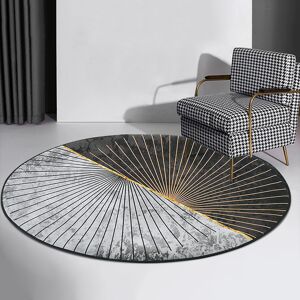 Homary 4' x 4' Modern Abstract Gray & Gold Mix Colours Round Area Rug Decorative Carpet Homary 4' x 4' Modern Abstract Gray & Gold Mix Colours Round Area Rug Decorative Carpet