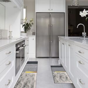 Homary 2 Pieces Modern Geometric Gradient Gold Washable Kitchen Runner Mats Non-slip Rug Set Homary 2 Pieces Modern Geometric Gradient Gold Washable Kitchen Runner Mats Non-slip Rug Set