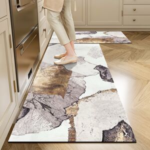 Homary 2 Piece Abstract Gold Non-Slip Abstract Kitchen Runner Mat Set Modern Kitchen Rug Homary 2 Piece Abstract Gold Non-Slip Abstract Kitchen Runner Mat Set Modern Kitchen Rug