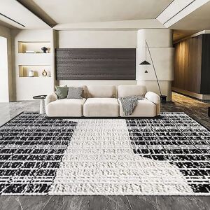 Homary 5'x7' Black&White Diatom Silk Indoor Waterproof and Stain-Resistant Rectangle Area Rug Homary 5'x7' Black&White Diatom Silk Indoor Waterproof and Stain-Resistant Rectangle Area Rug