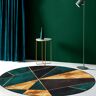 Homary 4' Modern Green Black and Gold Geometirc Round Indoor Area Rug Decorative Carpet