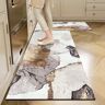 Homary 2 Pieces Modern Gold  Kitchen Runner Mats Non-slip Abstract Kitchen Rug Set