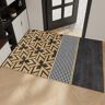 Homary 2 Pieces Modern Geometric Houndstooth Gold Washable Door Mat Non-slip Entryway Rug Set