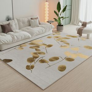 Homary 5' x 8' Modern Rectangle Area Rug with Gold Leaves Patter Nylon Rug
