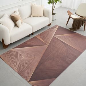 Homary 5' x 8' Indoor Area Rug – Geometric Design, Non-Slip, Waterproof, Easy-Clean PVC Leather