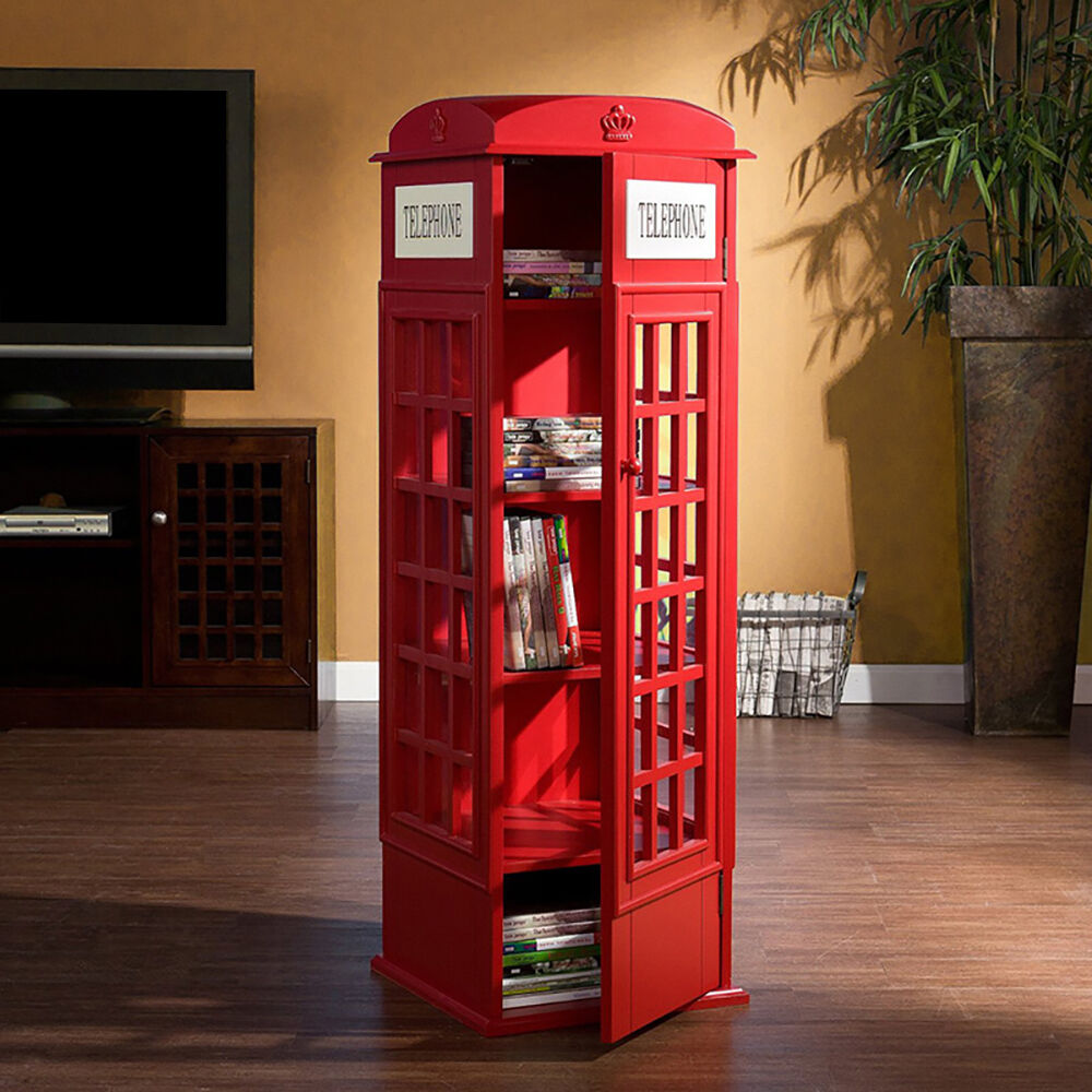 Homary Phone Booth-Shaped Retro Kid's Bookcase England Style