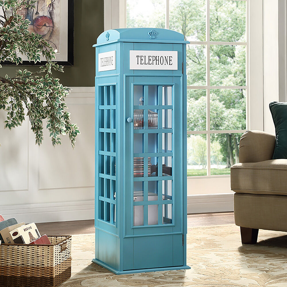 Homary Phone Booth-Shaped Retro Kid's Bookcase England Style