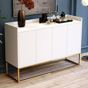 Homary Modern 47" White Buffet Sideboard Kitchen Sideboard Cabinet with 4 Doors in Gold
