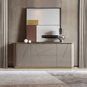 Homary Janice Gray Sideboard Buffet with Drawer & Shelves Gold Sideboard Cabinet