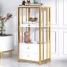 Homary Modern White Storage Display Cabinet with Shelves & Drawers Accent Cabinet with Backboard