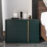 Homary Green Nightstand Manufactured Wood Bedroom Nightstand with 2 Drawers Gold Stripe Pulls