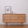 Homary 63" Rustic Bedroom Dresser with 9 Drawers Wooden Chest of Drawers with Gold Knobs