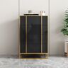 Homary Rimh Modern Black & Gold Wooden Chest of 4 Drawers with Stainless Steel Legs