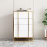 Homary Rimh Modern White & Gold Wooden Chest of 4 Drawers with Stainless Steel Legs
