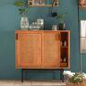 Homary Japandi Sideboard Storage Cabinet Cupboard Chest with Sliding Doors 1 Shelves