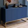 Homary Modern 47" Blue Sideboard Buffet Storage Kitchen Cabinet with 4 Doors in Gold