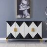 Homary Wovuna Modern Sideboard Buffet 4 Doors & 6 Shelves Accent Cabinet Gold Finish in Large