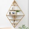 Homary Modern Corner Wall Shelves Triangle Floating Shelves in Gold & White