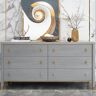 Homary Modern Gray Dresser Chest of 6 Drawers Cabinet in Gold