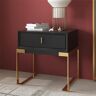 Homary Black Bedroom Nightstand with Drawer Bedside Table Stainless Steel Base