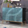 Homary 47" Blue-Green Dresser Artistic 6-Drawer Bedroom Cabinet in Gold