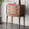 Homary Tanic Mid Century Modern Chest Cabinet with Storage 3 Drawers of Ash Wood in Walnut