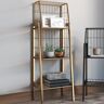 Homary Industrial Gold Bookshelf with 3-Tier Basket Office Bookcase