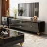 Homary Chift Modern Black TV Stand 4-Door 2-Drawer Luxurious Media Console for TVs Up to 85"