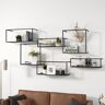 Homary Modern 6 Pieces Wall-Mounted Shelving Black Floating Storage Shelves Metal