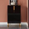 Homary Aro Black Shoe Cabinet Narrow Rectangular Entryway Storage Cabinet 12 Shelves