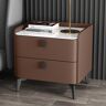 Homary Brown Modern Nightstand with 2 Drawers Bedroom Nightstand Faux Marble Top