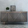 Homary Spaint Gray and Gold Credenza 4 Doors Sideboard Cabinet with Storage Midcentury Modern