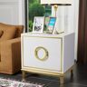 Homary White Modern Bedroom Nightstand with 2 Drawers in Gold Legs