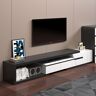 Homary Pinkle Modern Extendable TV Stand White & Black with Storage & Bookshelf & Drawer