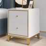 Homary Modern White Nightstand with 2-Drawer and Gold Legs