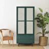 Homary Green Wardrobe Closet Rattan Armoire Clothes Cabinet with 2 Drawers & 2 Doors