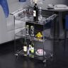 Homary Modern Acrylic Rolling Serving Bar Cart 3-Tier Trolley End Table with Handles