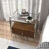 Homary Modern Clear Acrylic Wood Nightstand with Storage & Shelf for Bedroom
