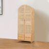 Homary Japandi Woven Rattan Armoire Wardrobe with 2 Doors and 4 Drawers Closet Cabinet