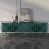 Homary Modern Green Wood TV Stand with 4 Doors Acrylic Leg Media Console for 80" TVs