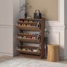 Homary Capet Entryway Walnut Narrow Shoe Storage Cabinet with Flip Down Large Capacity up to 20 Pairs