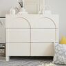 Homary Japandi Cream White Dresser Nordic Arch Chest of 3 Drawers Storage Cabinet