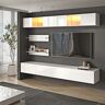 Homary LED Floating Entertainment Center Wood TV Stand Wall Mount Unit Set in White