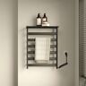 Homary Wall Mounted Electric Towel Warmer Heated Towel Rack with Top Shelf in Black Stainless Steel