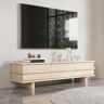 Homary Rectangle Wood TV Stand in Nature Media Console with 3 Drawers for TVs Up to 80"