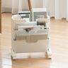 Homary Modern 3-Tier Magazine Organizer Holder White Book Cart with Ample Open Storage