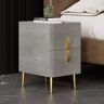 Homary Inarrow Modern Gray Shagreen Nightstand Bedside Table with 2 Drawers in Gold Legs