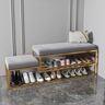 Homary Modern Entryway Bench with Shoe Storage Velvet Upholstered Bench-Gray