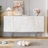 Homary 59" White Sideboard Buffet with Doors Modern Carved Credenza Adjustable Shelves